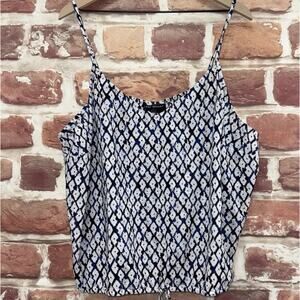 Lane Bryant Top Women's 26 Blue White Diamond Abstract Casual Camisole Tank